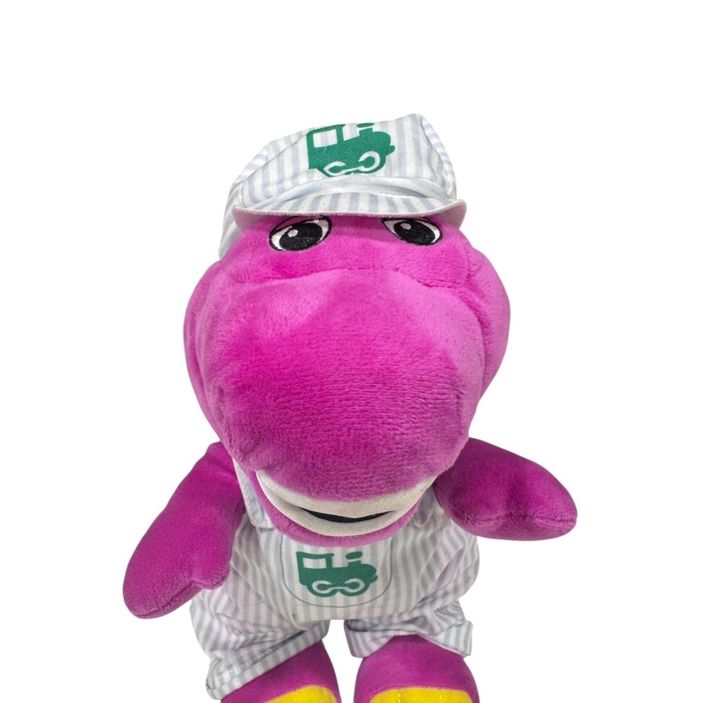 Fisher-Price Barney the Dinosaur Conductor Train Engineer Plush FTP84 2017 10" - Picture 4 of 9